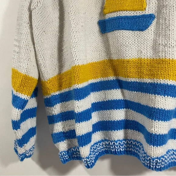 Handmade knit sweater sailboat Colorblock vintage - Picture 4 of 6